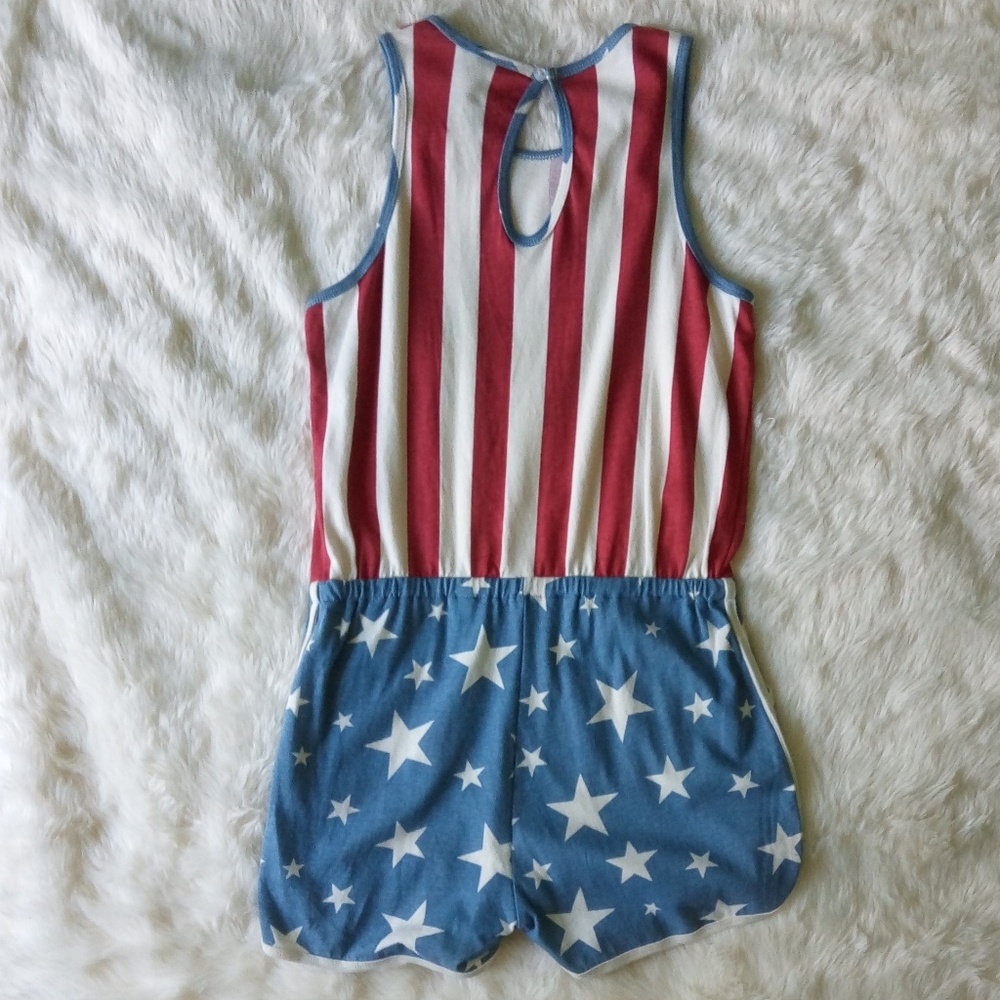 JunkFood Patriotic American Flag Print Romper - Picture 5 of 8
